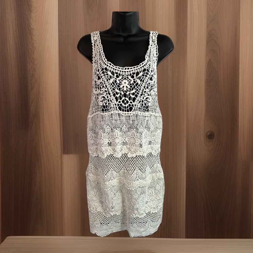 American Eagle Crochet Lace Dress M Cotton‎ Boho Festival Cottagecore Victorian